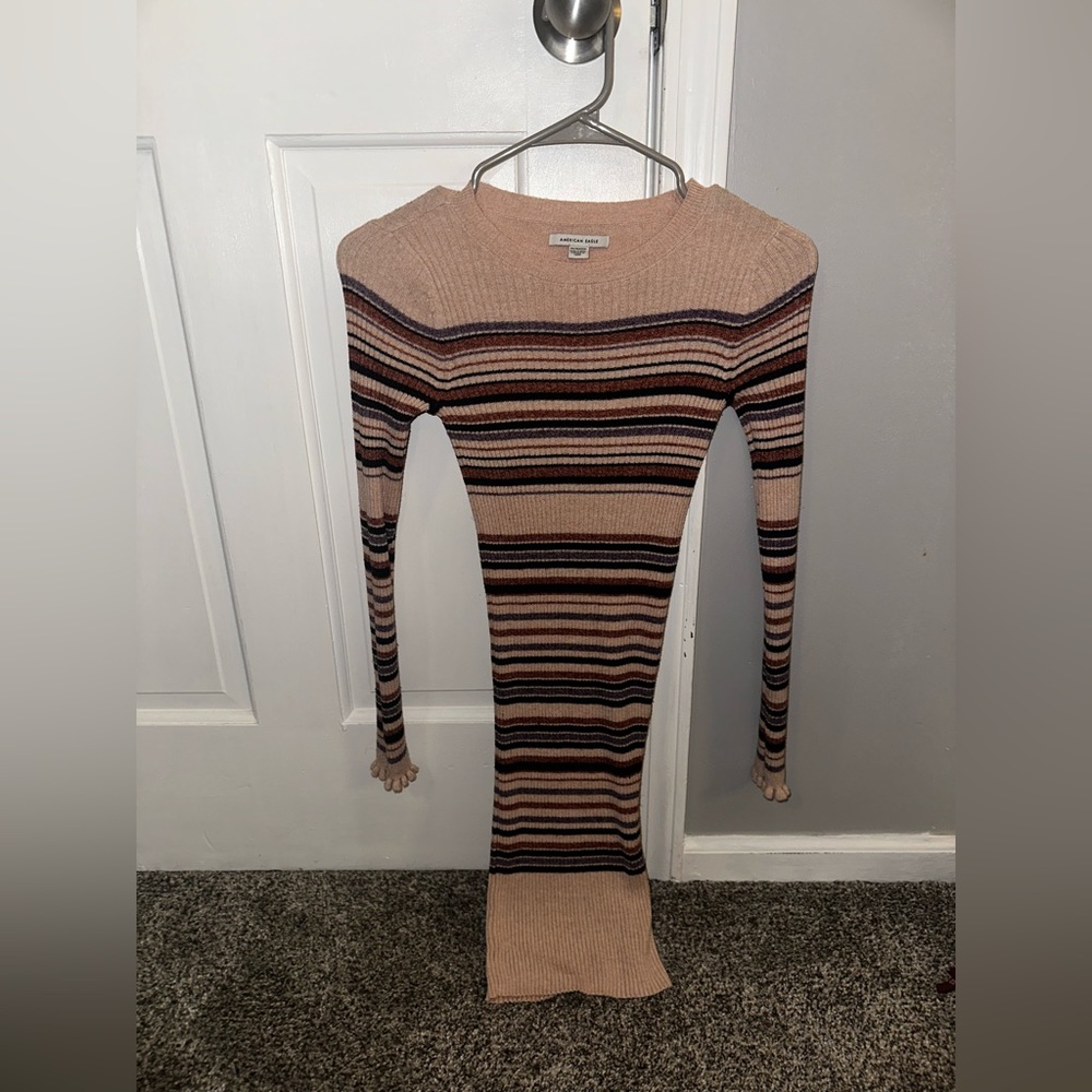 American Eagle Striped Cream Sweater Dress Size XS